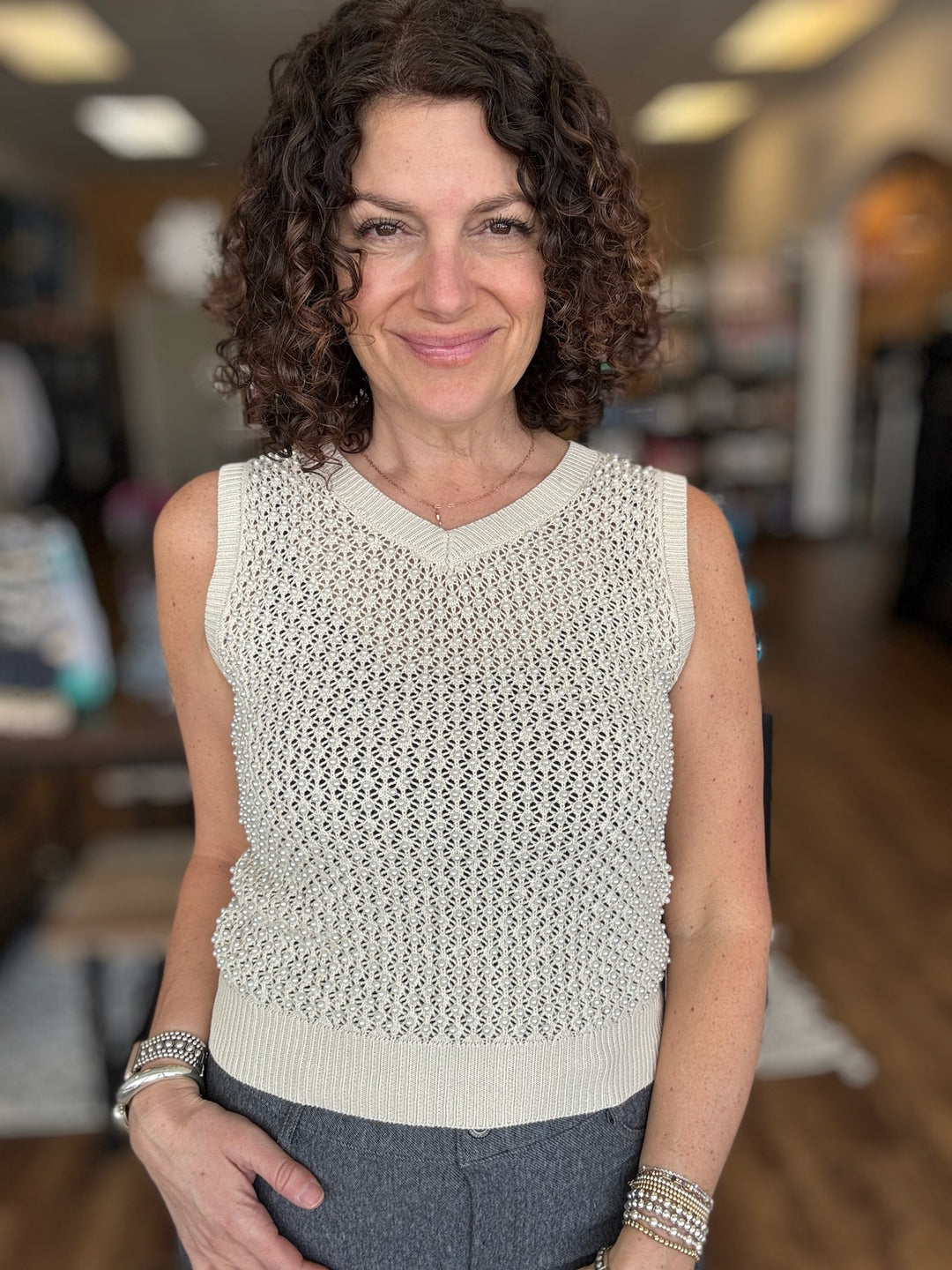 Polished Perfection Pearl Knit Vest