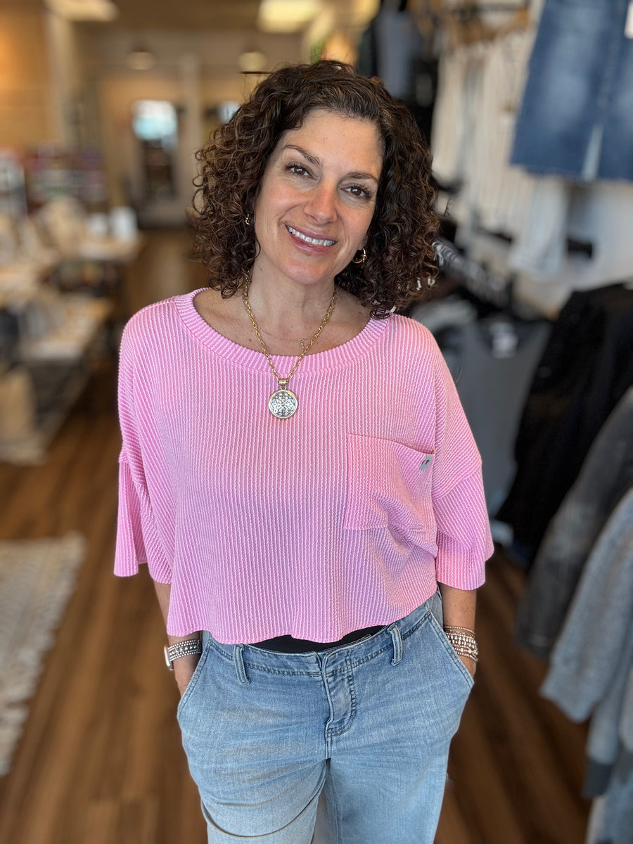 Oversized Pocket Tee - Pink