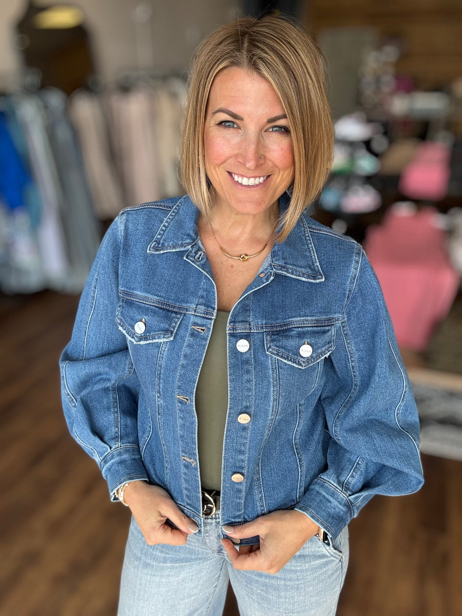Risen - Balloon Sleeve Denim Jacket