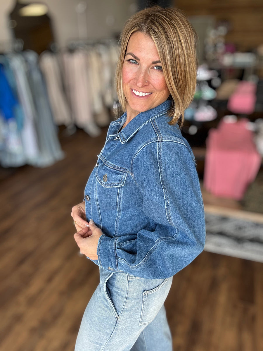 Risen - Balloon Sleeve Denim Jacket