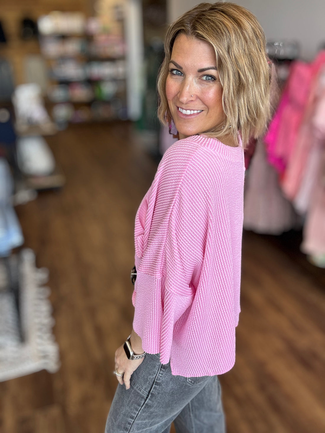 Oversized Pocket Tee - Pink