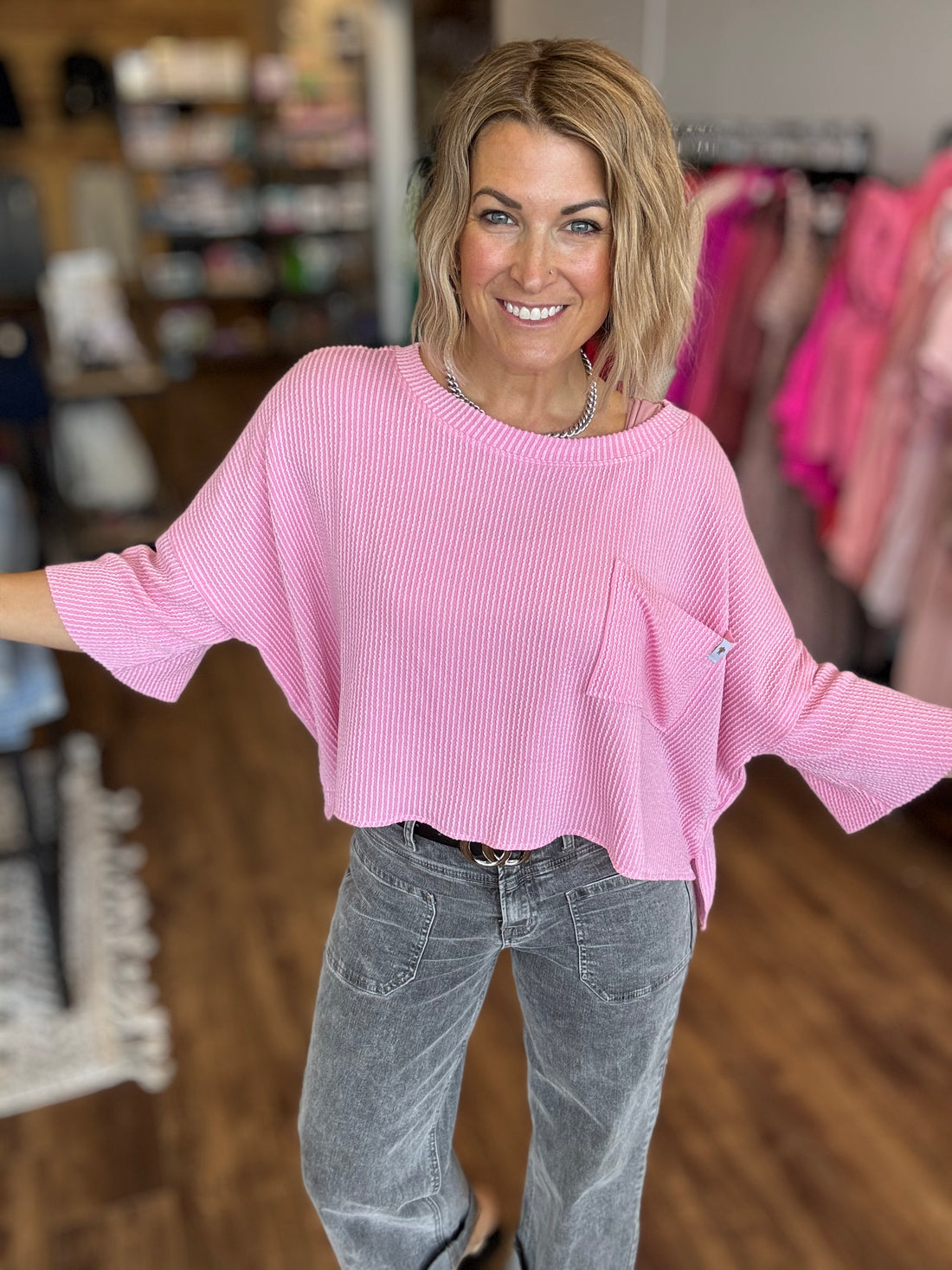 Oversized Pocket Tee - Pink