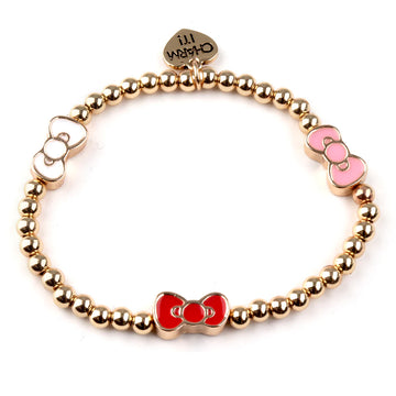 Charm It! Gold Hello Kitty © Bow Stretch Bead Bracelet