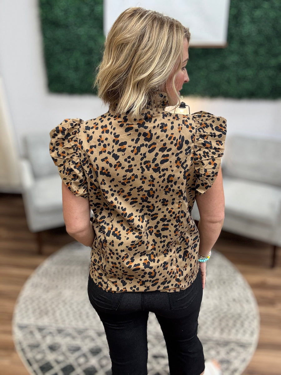 Leopard Ruffle Blouse