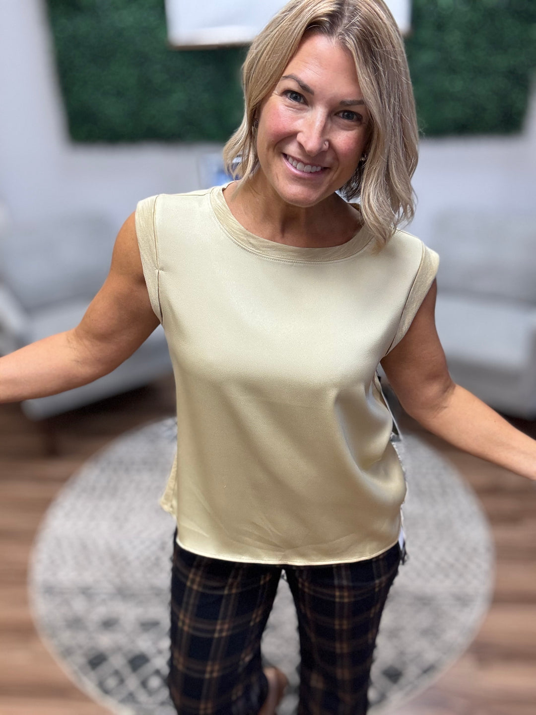 Liverpool - Sleeveless Woven top - Gold