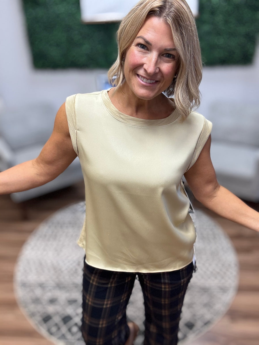 Liverpool - Sleeveless Woven top - Gold