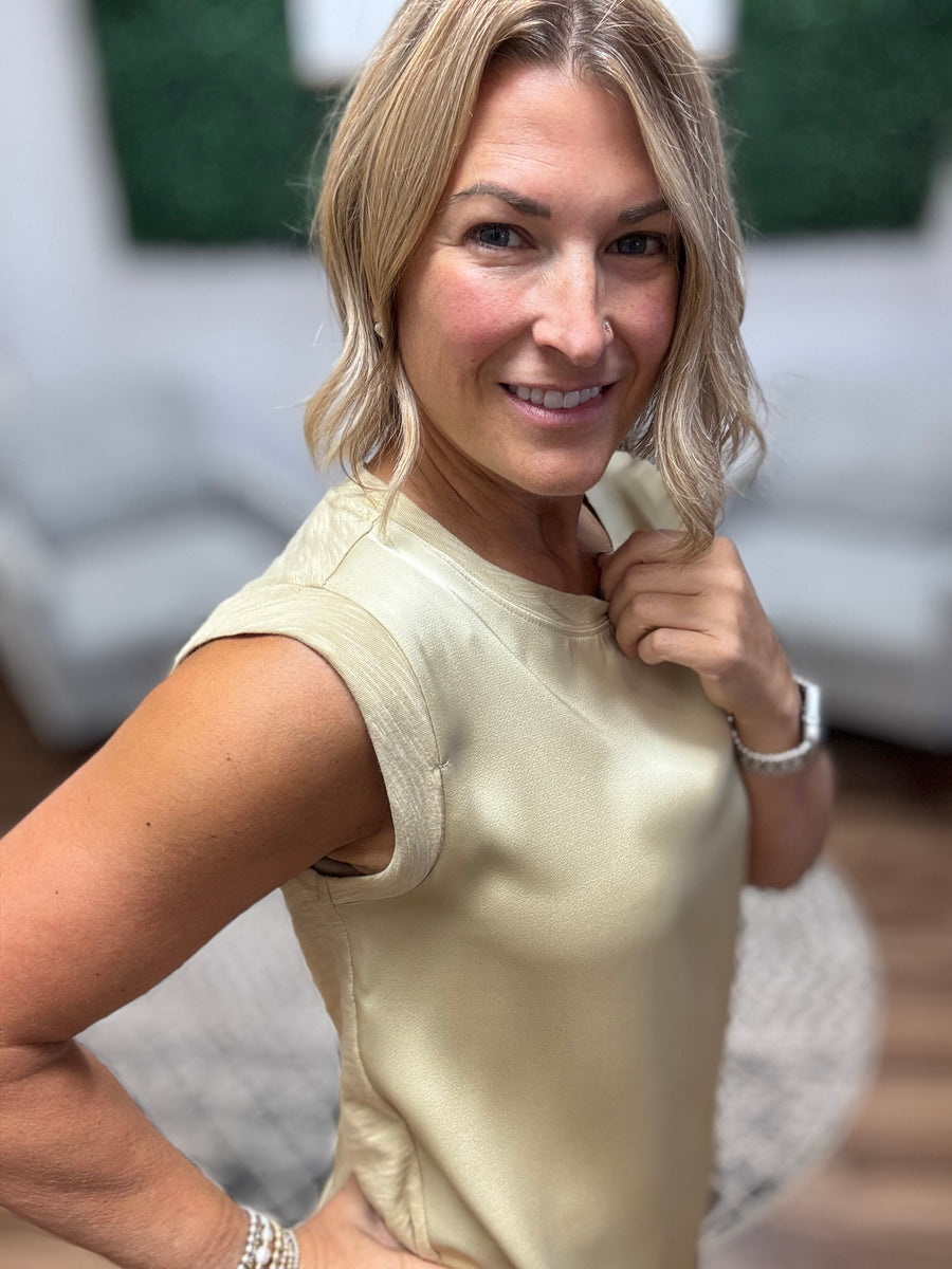 Liverpool - Sleeveless Woven top - Gold