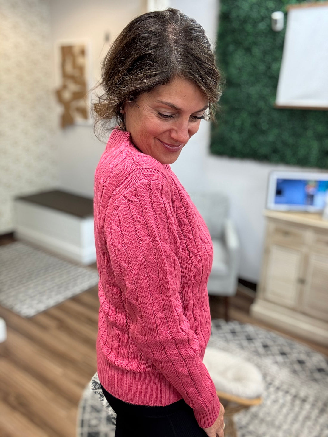 Emma Cable Knit Sweater - Salmon