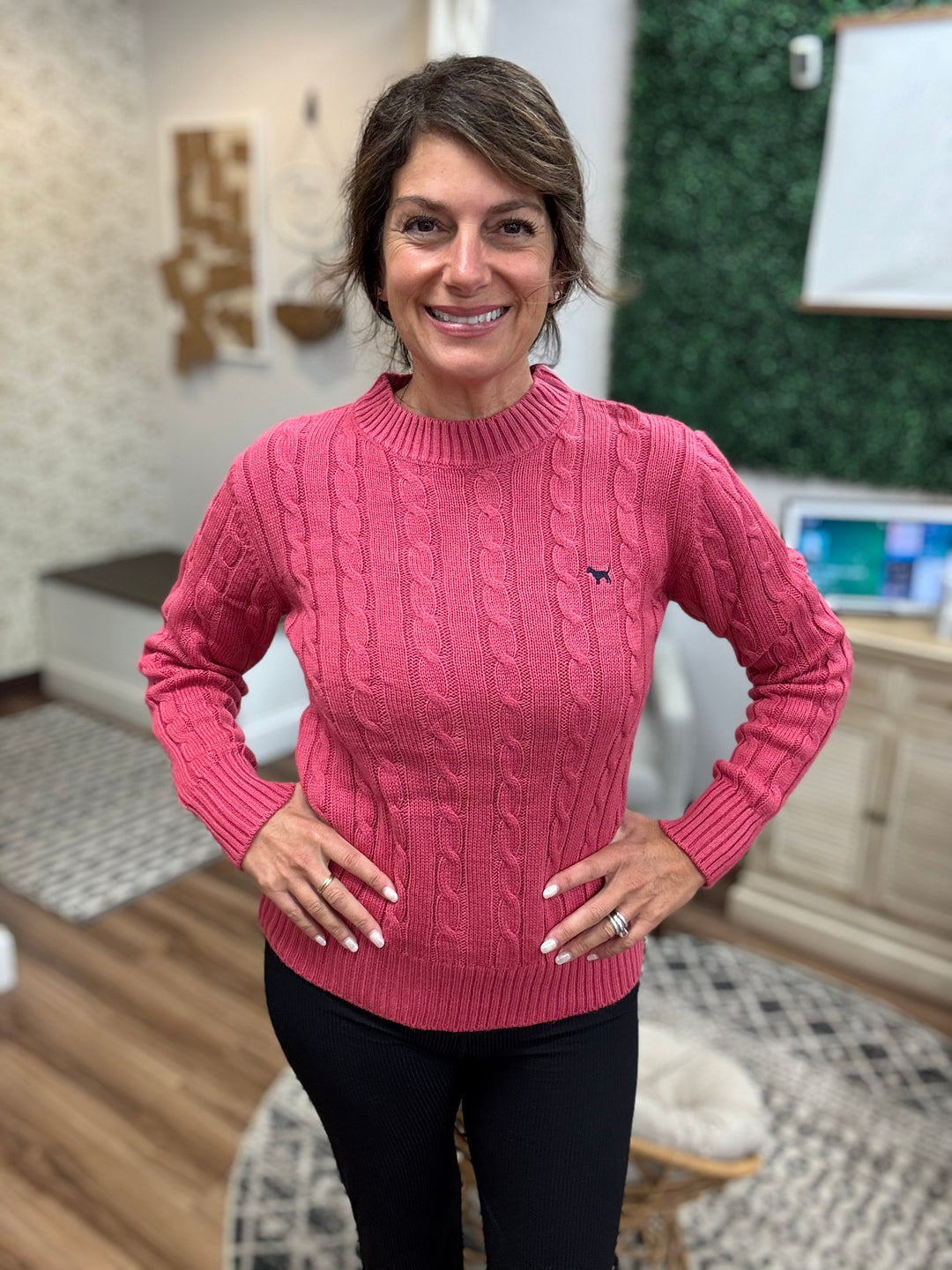 Emma Cable Knit Sweater - Salmon