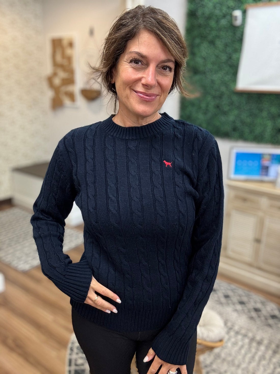 Emma Cable Knit Sweater - Navy