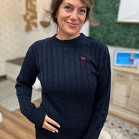 Emma Cable Knit Sweater - Navy
