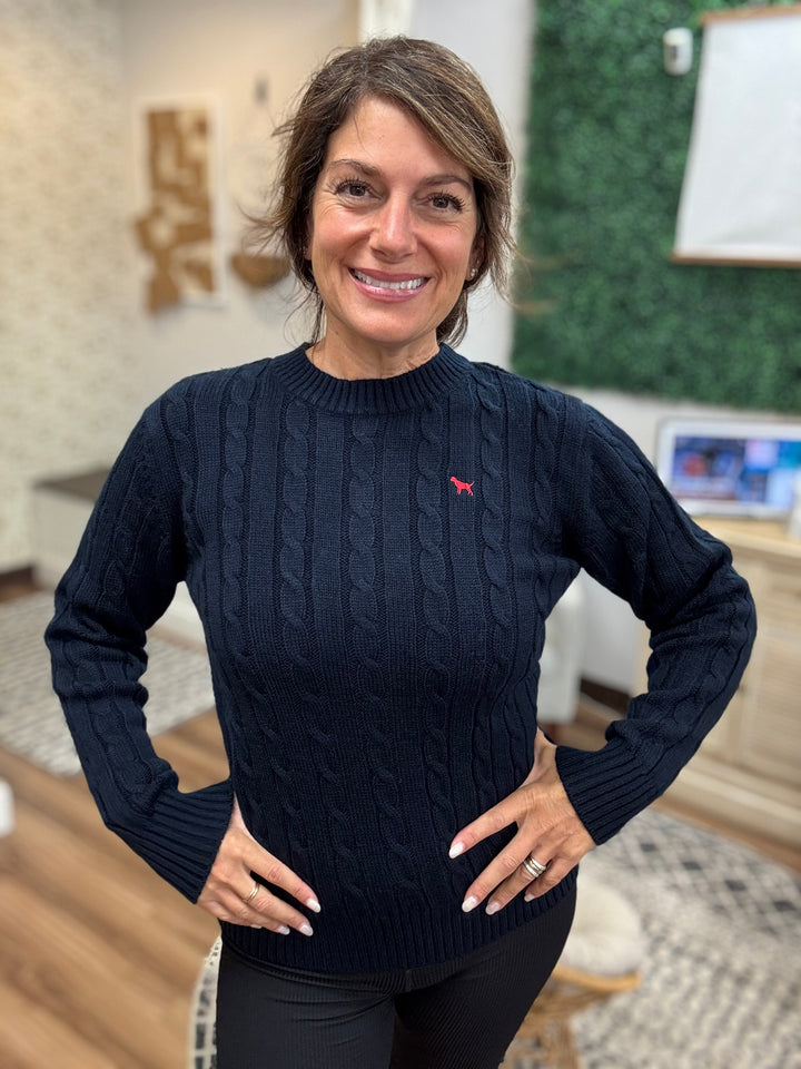 Emma Cable Knit Sweater - Navy