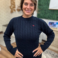 Emma Cable Knit Sweater - Navy