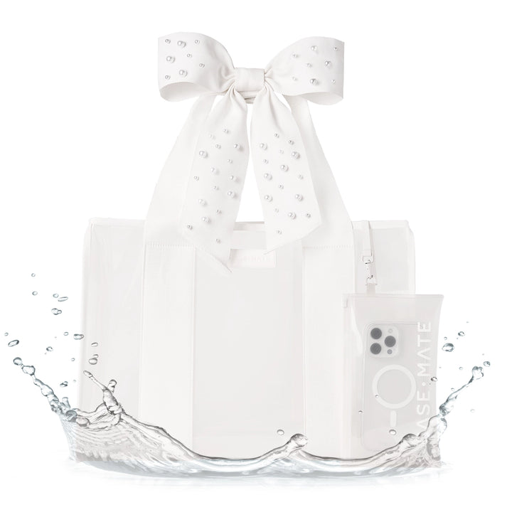Special Edition Bow Beach Tote with Phone Pouch - Ivory