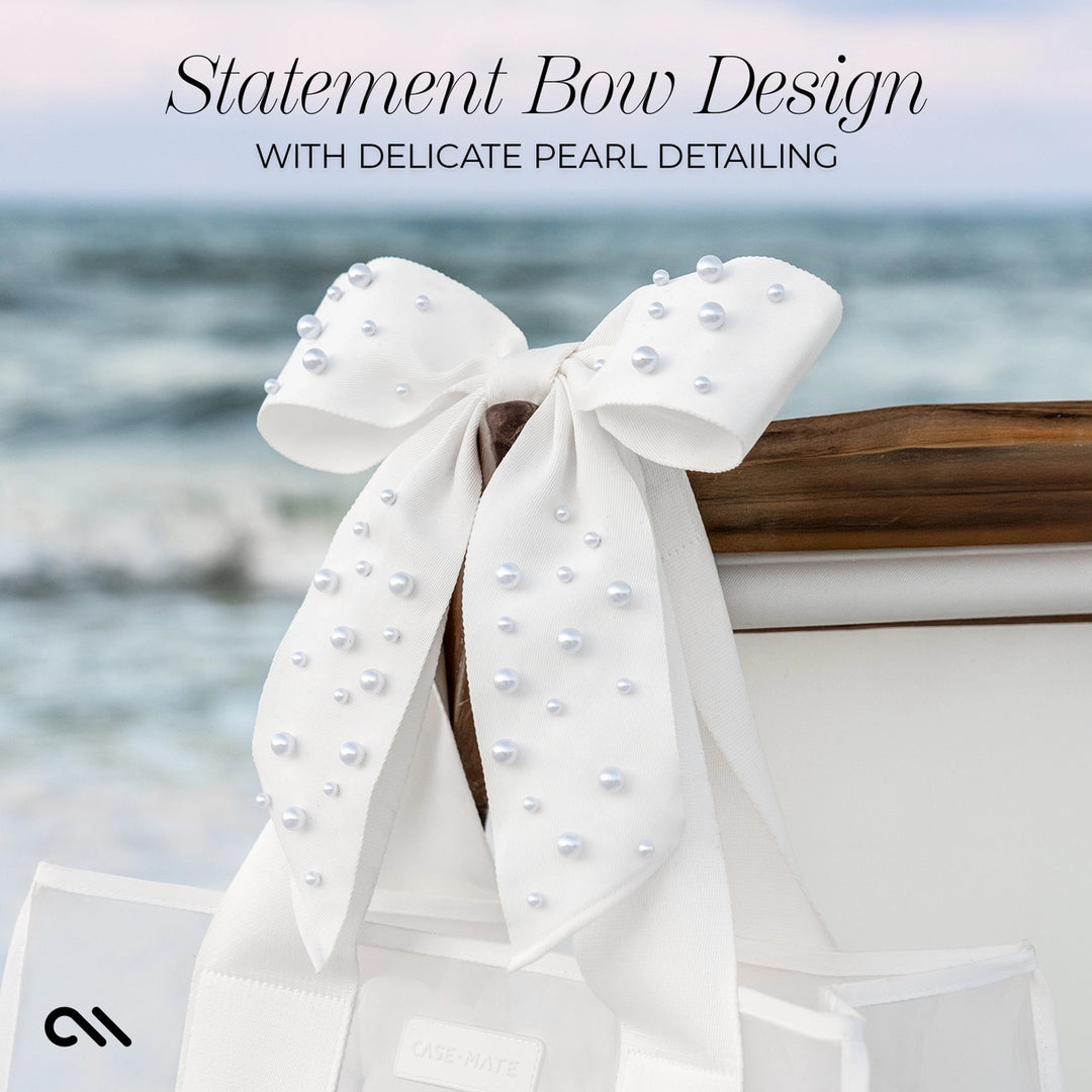 Special Edition Bow Beach Tote with Phone Pouch - Ivory