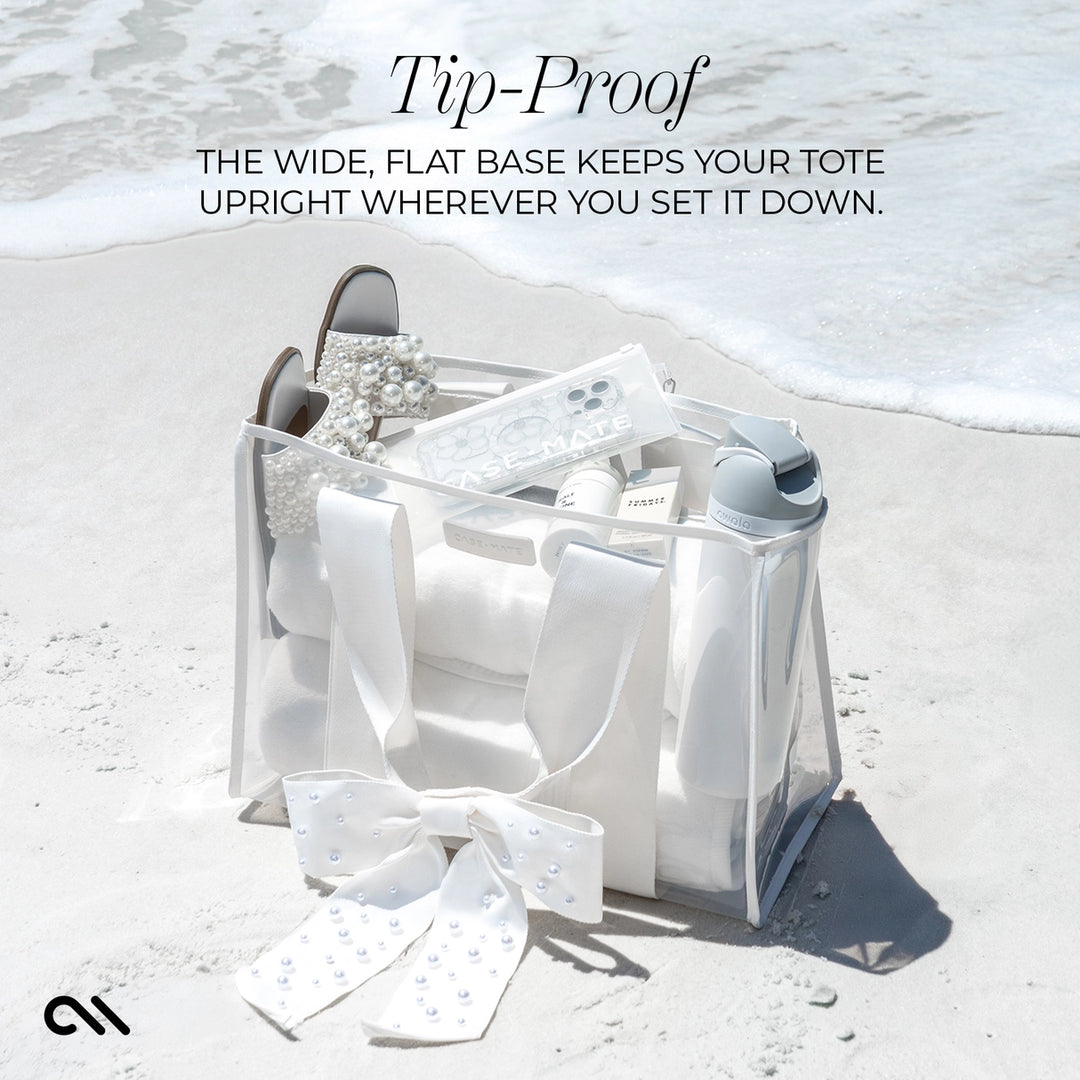 Special Edition Bow Beach Tote with Phone Pouch - Ivory