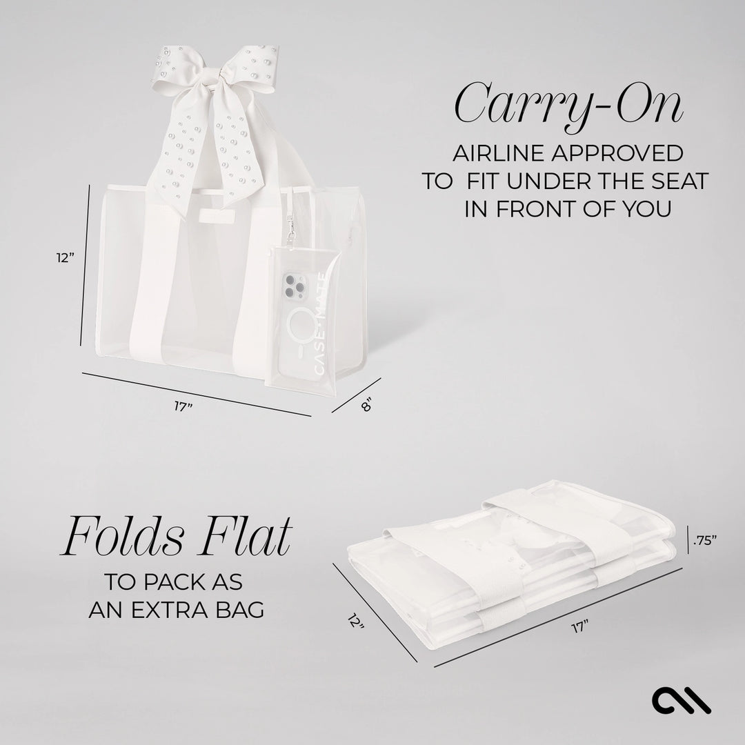 Special Edition Bow Beach Tote with Phone Pouch - Ivory