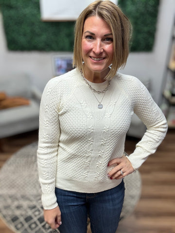 Liverpool - Long Sleeve Crew Neck Raglan Sweater - Cream