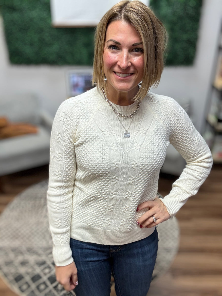 Liverpool - Long Sleeve Crew Neck Raglan Sweater - Cream