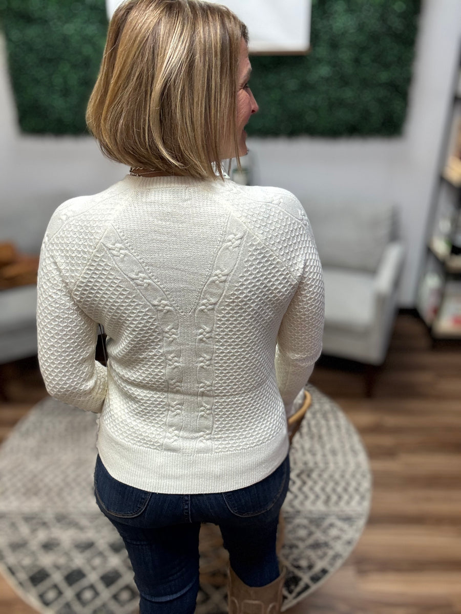 Liverpool - Long Sleeve Crew Neck Raglan Sweater - Cream