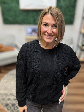 Liverpool - Long Sleeve Crew Neck Sweater With Fringe