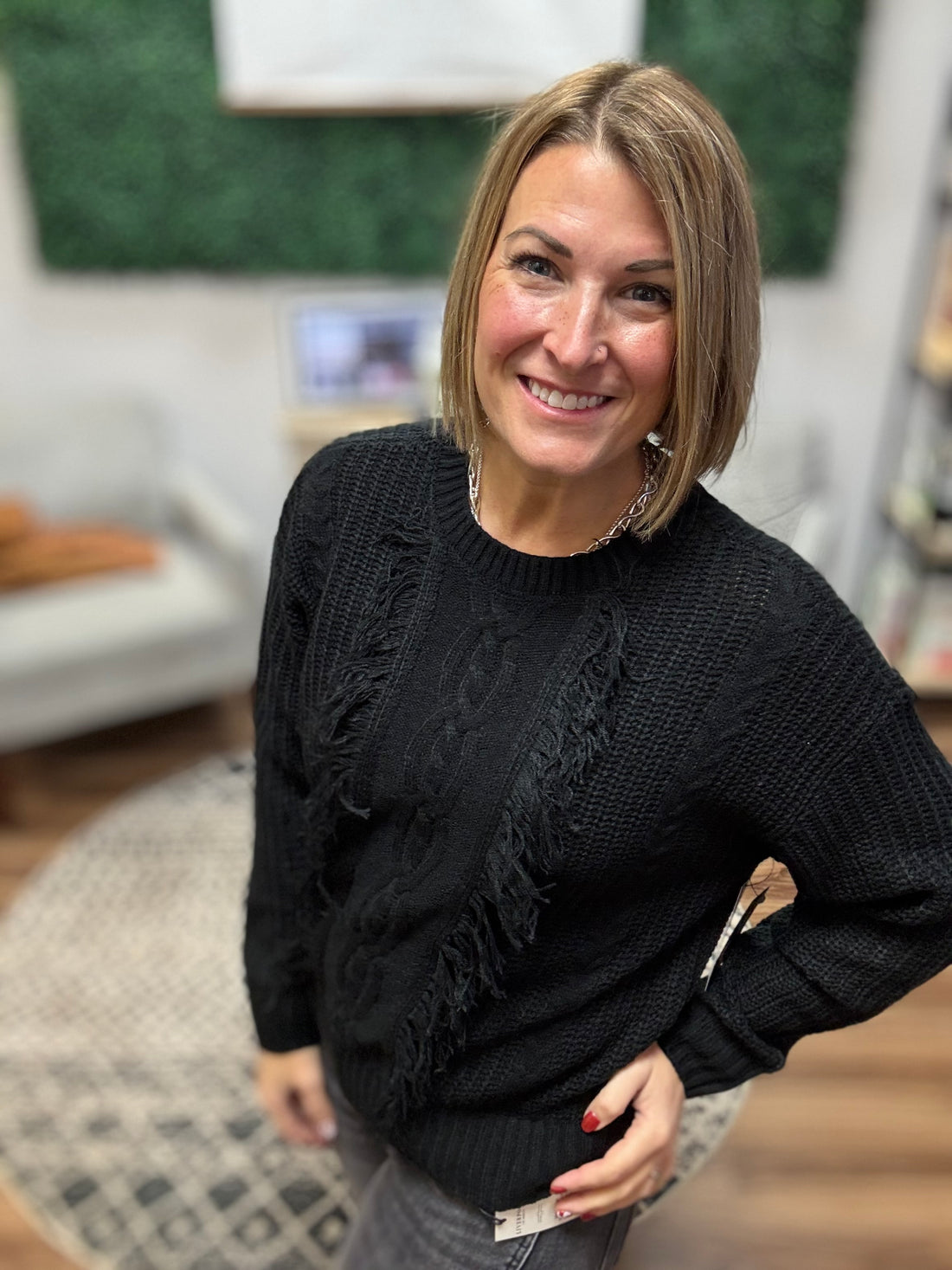 Liverpool - Long Sleeve Crew Neck Sweater With Fringe