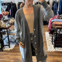 Desi Sweatshirt Cardigan - Gray