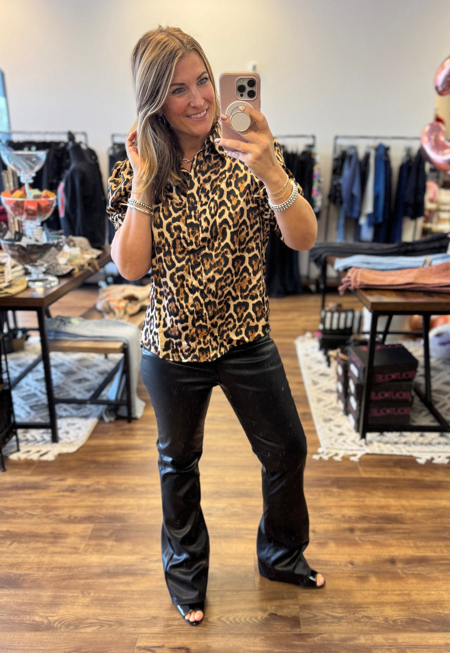 Leopard Print Satin Blouse