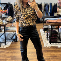 Leopard Print Satin Blouse