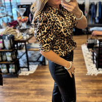 Leopard Print Satin Blouse