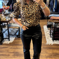 Leopard Print Satin Blouse