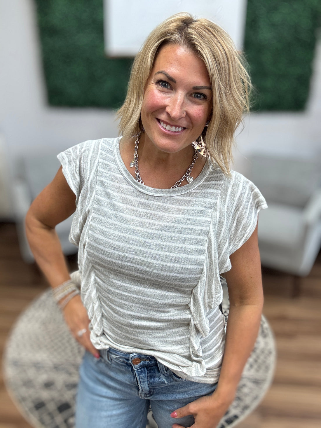 Side Ruffle Detail Sleeveless Top