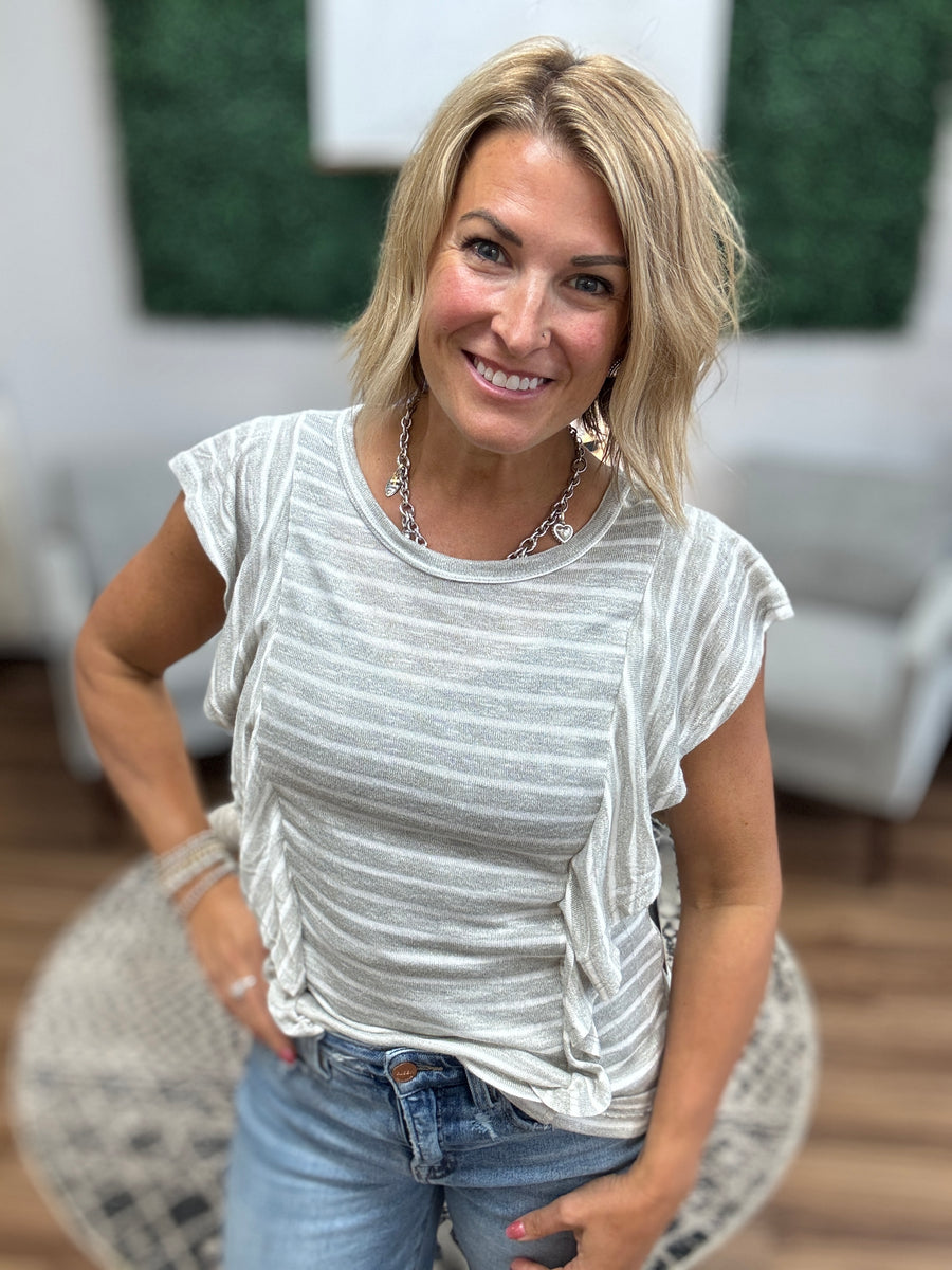 Side Ruffle Detail Sleeveless Top