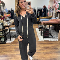 Ribbed Hayden Hoodie Jumpsuit - Charcoal