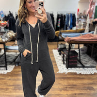 Ribbed Hayden Hoodie Jumpsuit - Charcoal