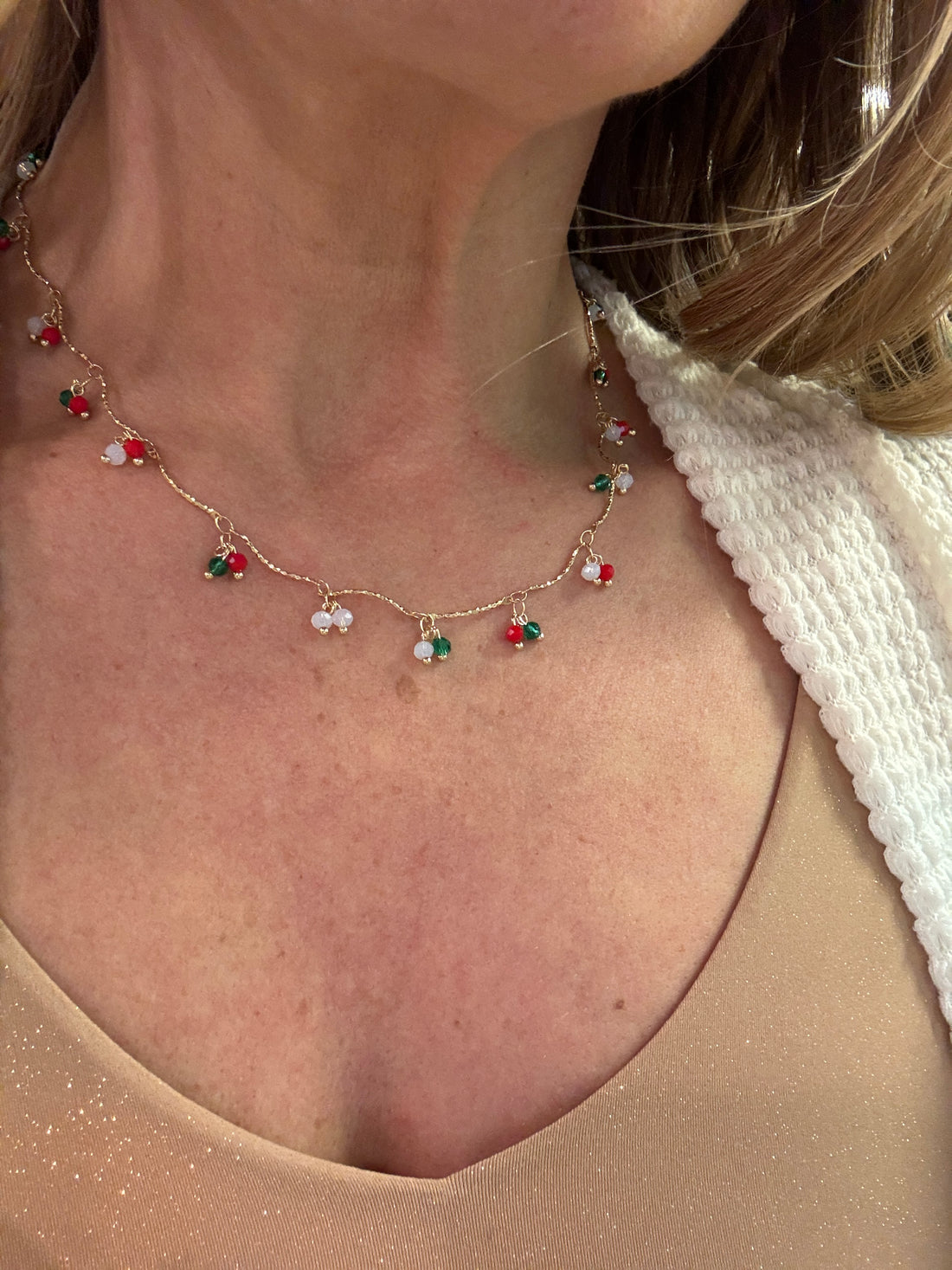 Delicate Holiday Bead Necklace