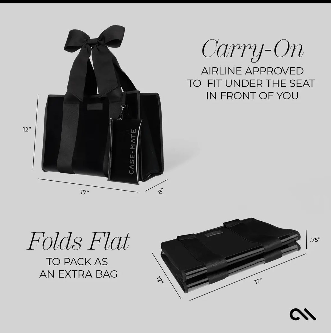 Case-Mate Special Edition Bow Beach Tote with Phone Pouch - Black