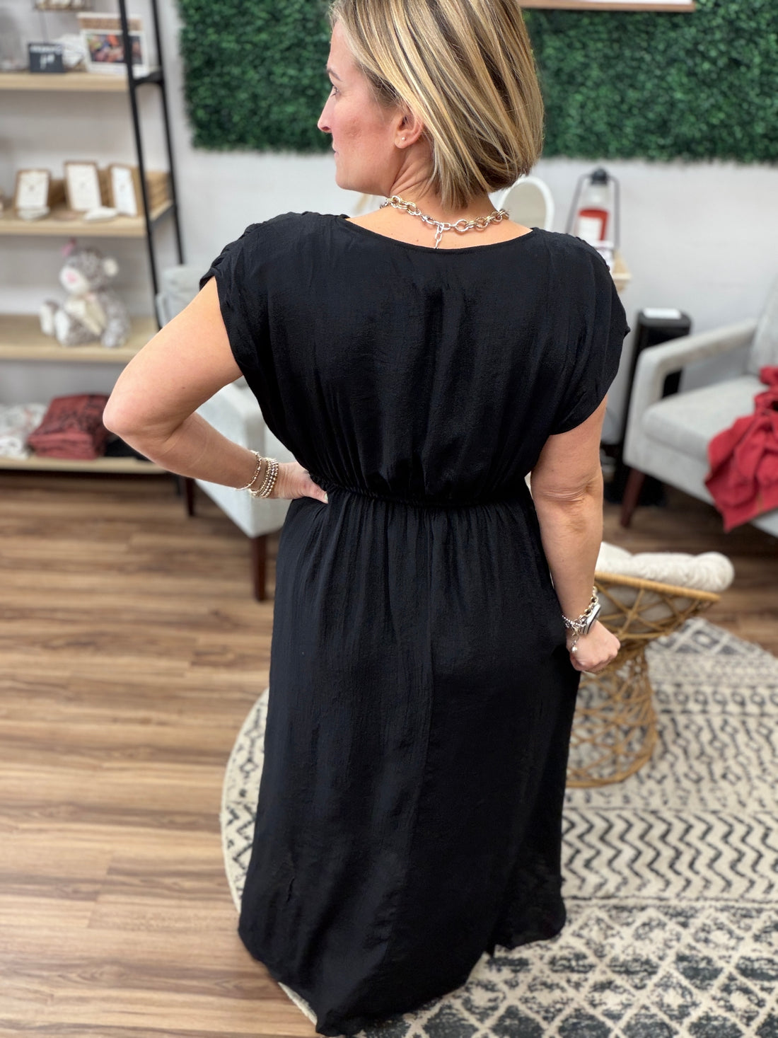 Midnight Flow Tie Waist Dress