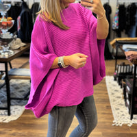 Meg Pullover Poncho - Magenta