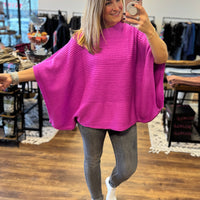 Meg Pullover Poncho - Magenta