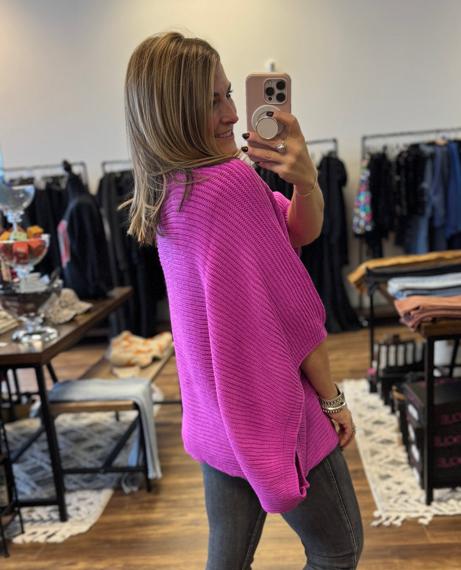 Meg Pullover Poncho - Magenta