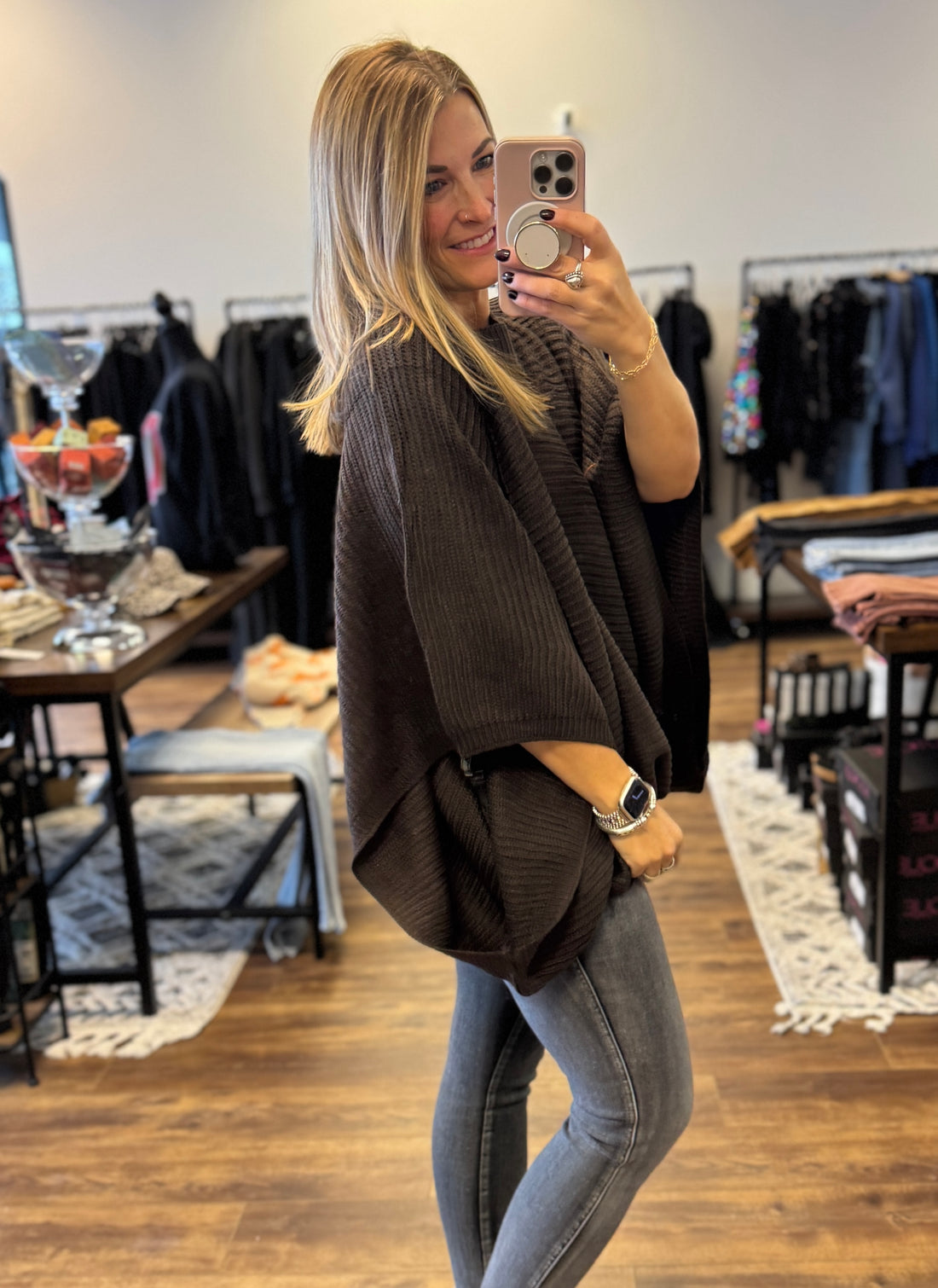 Meg Pullover Poncho - Espresso