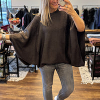 Meg Pullover Poncho - Espresso