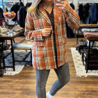 Pull It Together Plaid Blazer - Rust Plaid