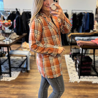 Pull It Together Plaid Blazer - Rust Plaid