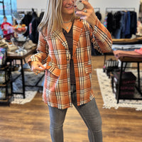 Pull It Together Plaid Blazer - Rust Plaid