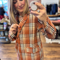 Pull It Together Plaid Blazer - Rust Plaid