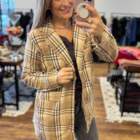 Pull It Together Plaid Blazer - Beige Plaid