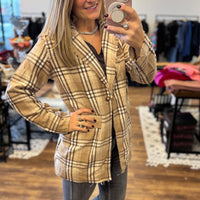 Pull It Together Plaid Blazer - Beige Plaid