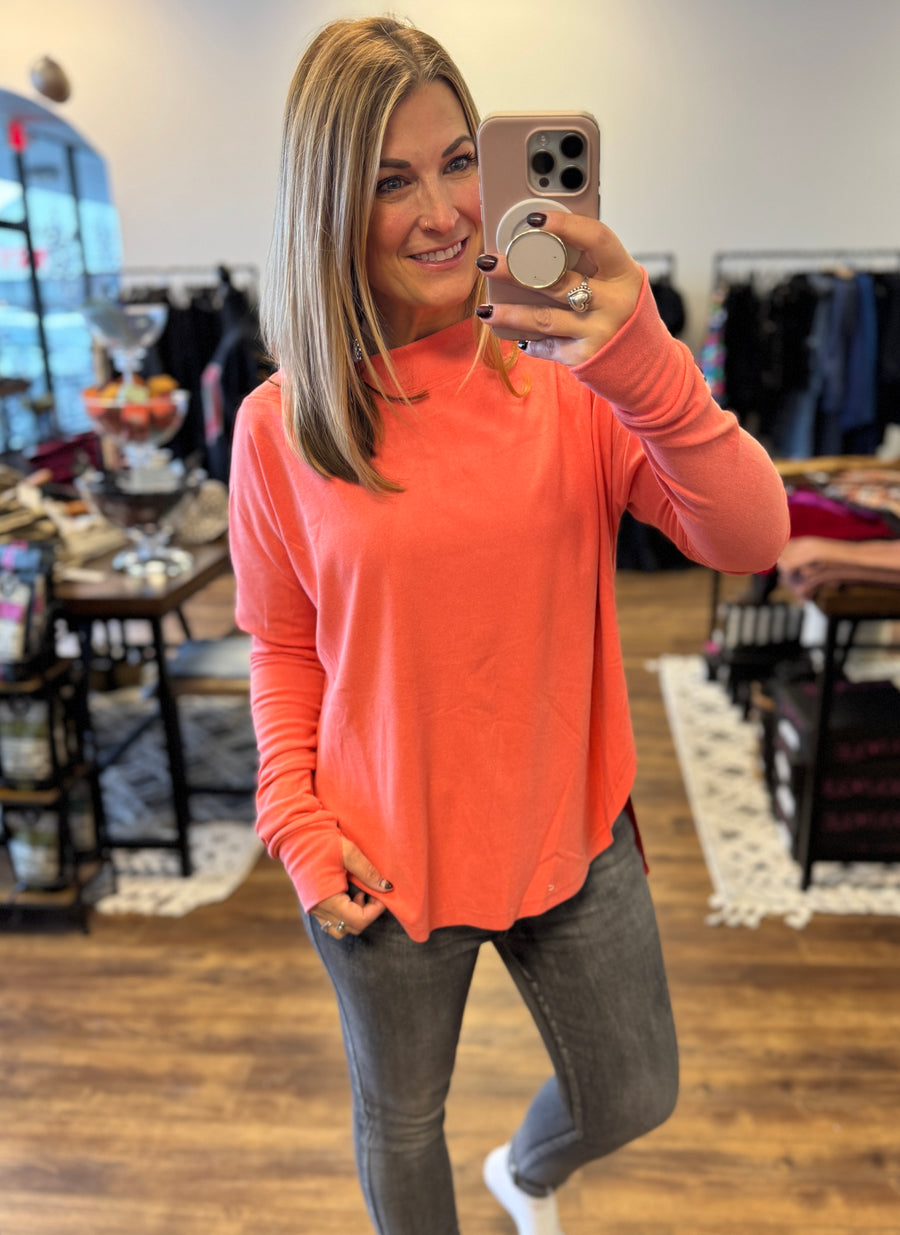 Zoey Athleisure Top - Coral